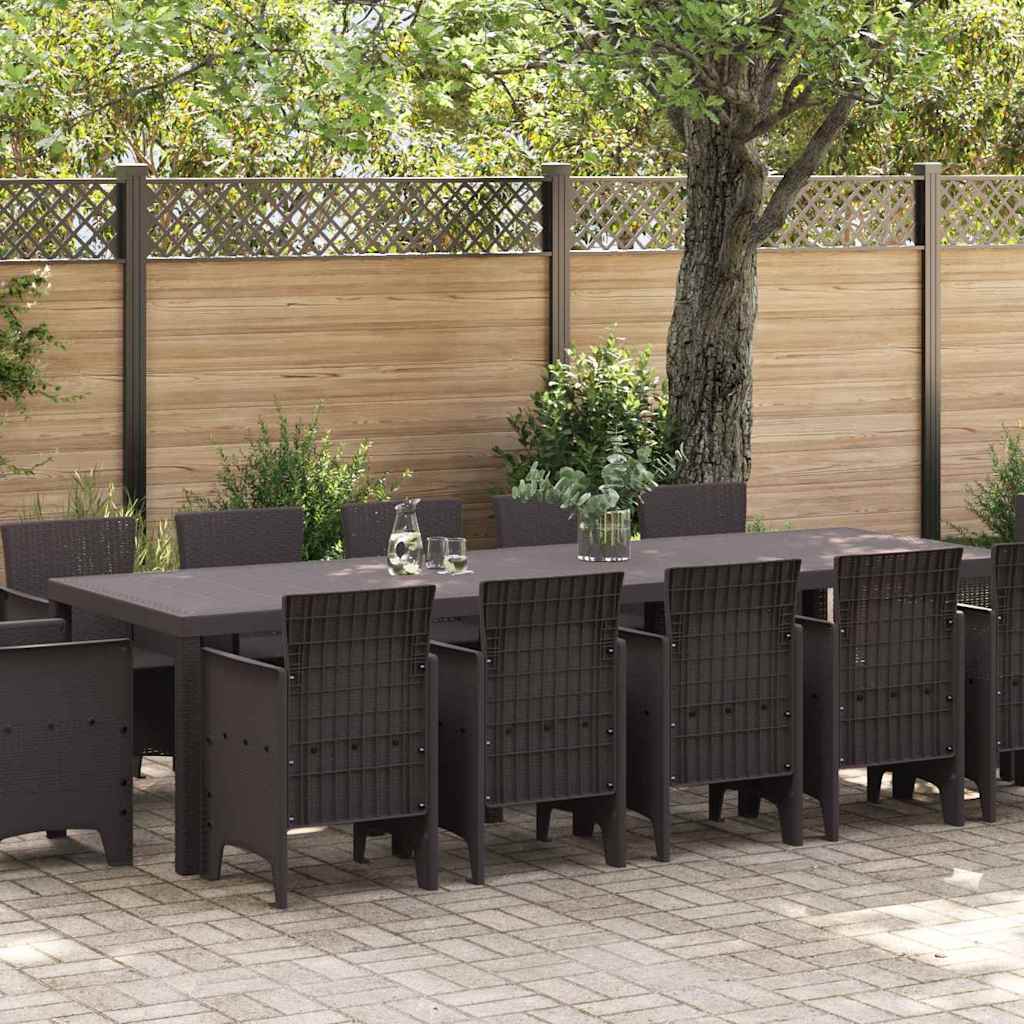 Tuin Eetset 13 pcs Bruin 300 x 100 x 73 cm Poly riet