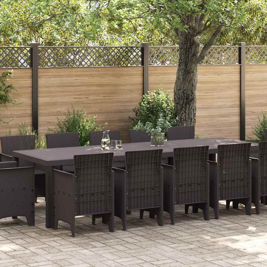 Tuin Eetset 13 pcs Bruin 300 x 100 x 73 cm Poly riet