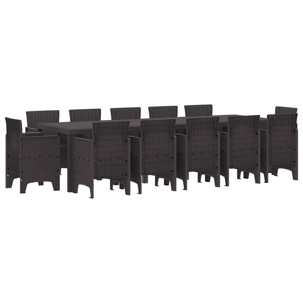 Tuin Eetset 13 pcs Bruin 300 x 100 x 73 cm Poly riet