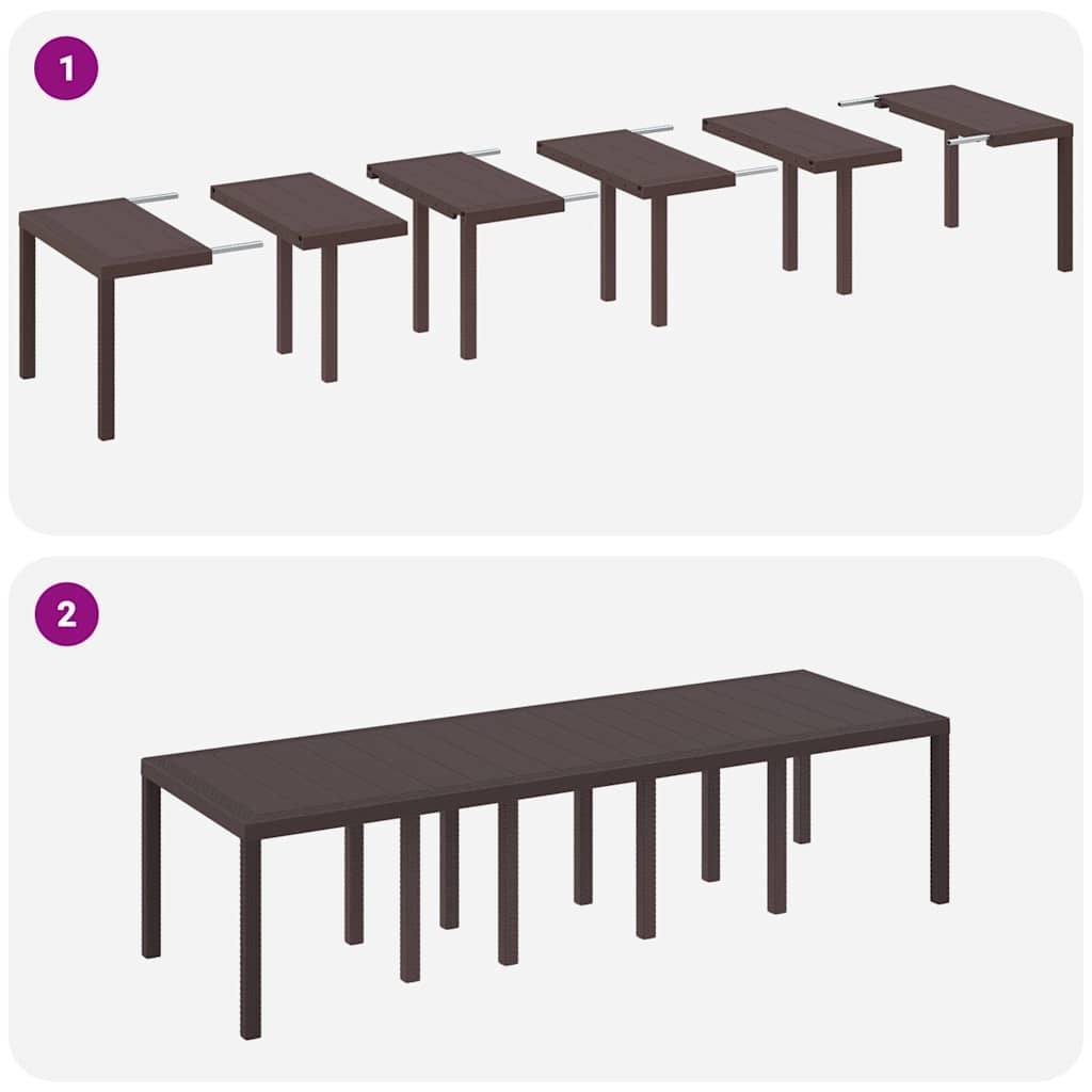 Tuin Eetset 13 pcs Bruin 300 x 100 x 73 cm Poly riet