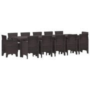 Tuin Eetset 12-zits poly rattan bruin lichtgrijs
