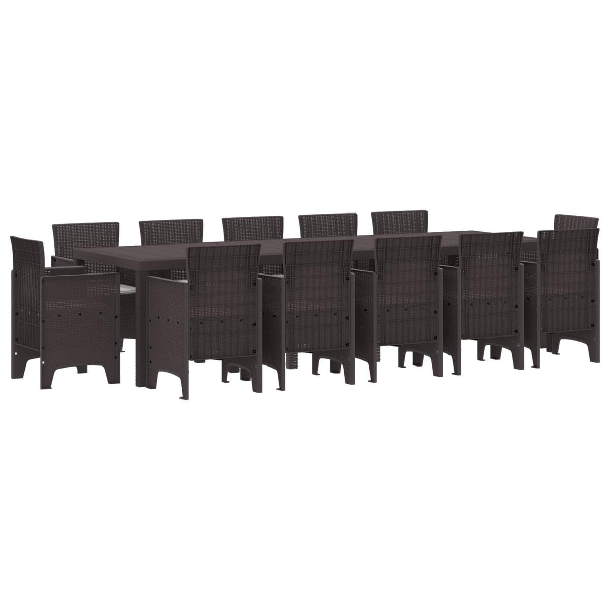 Tuin Eetset 13 pcs Bruin en Lichtgrijs Riet en Kussen