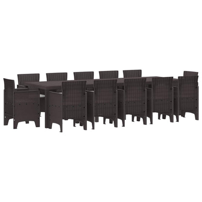 Tuin Eetset 13 pcs Bruin en Lichtgrijs Riet en Kussen