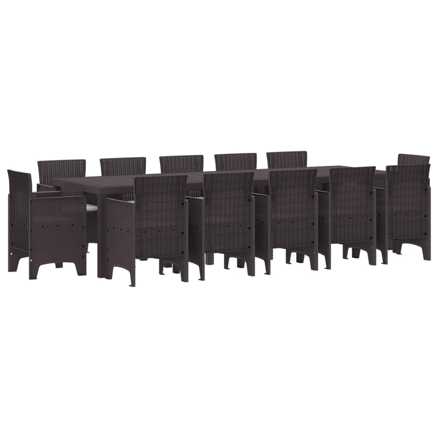 Tuin Eetset 13 pcs Bruin en Lichtgrijs Riet en Kussen