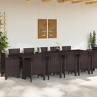 Tuin Eetset 13-delig poly rattan bruin antraciet