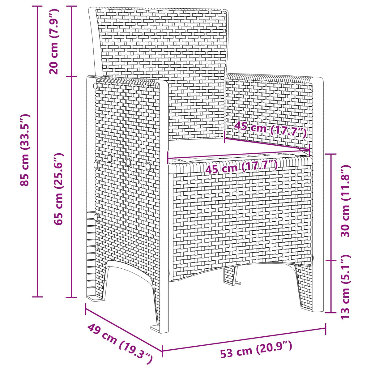 Tuin Eetset 13 pcs Bruin en Antraciet Poly rattan en staal