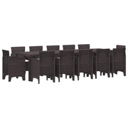 Tuin Eetset 13-delig poly rattan bruin