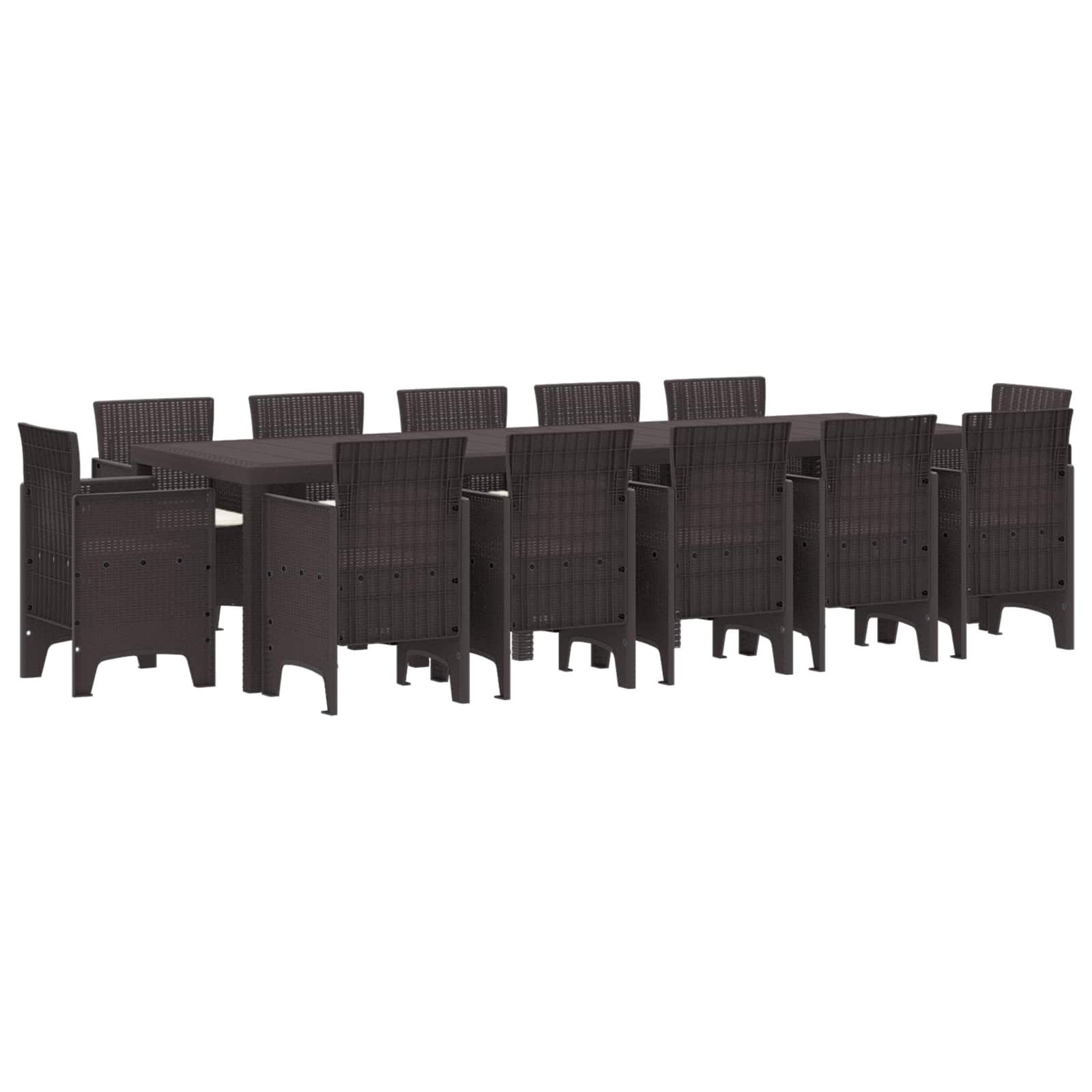 Tuin Eetset met kussen 13 pcs Bruin Rattan