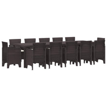 Tuin Eetset met kussen 13 pcs Bruin Rattan