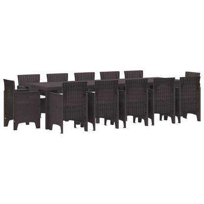 Tuin Eetset met kussen 13 pcs Bruin Rattan
