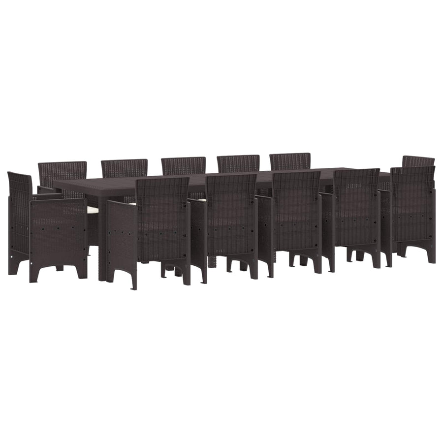 Tuin Eetset met kussen 13 pcs Bruin Rattan