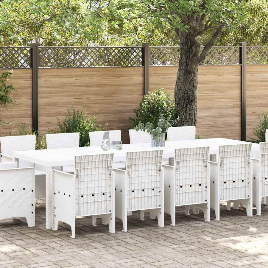 Tuin Eetset 13 pcs Wit 300 x 100 x 73 cm Poly riet