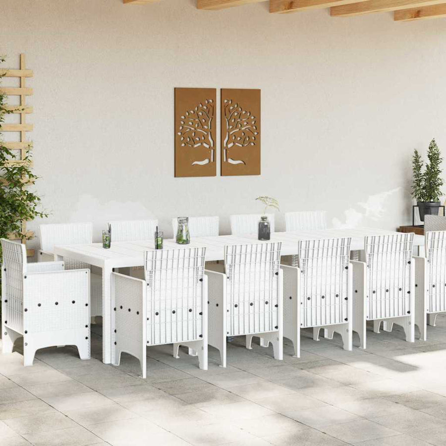 Tuin Eetset 13 pcs Wit 300 x 100 x 73 cm Poly riet