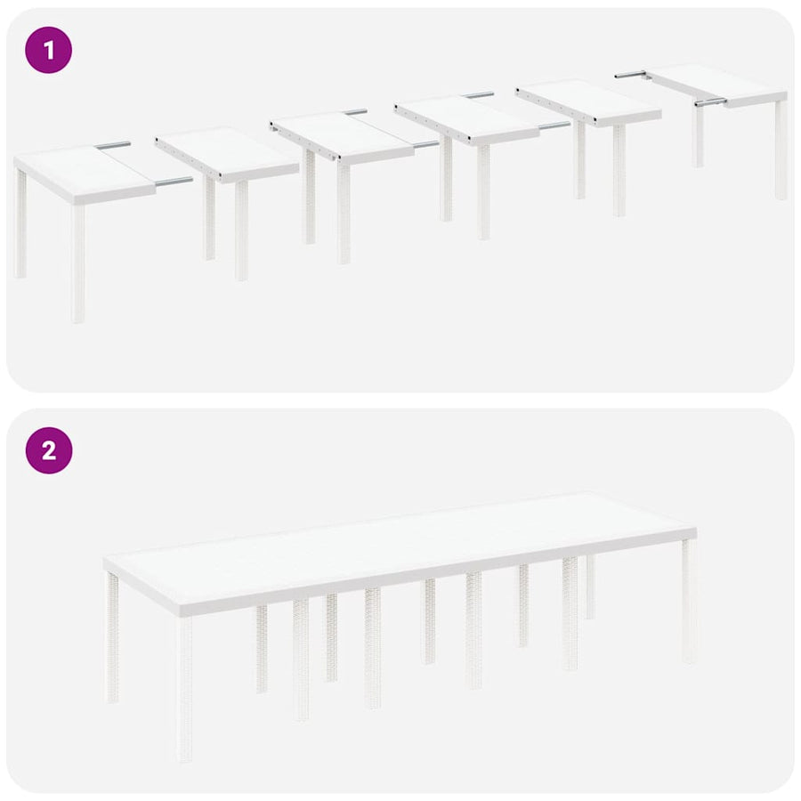 Tuin Eetset 13 pcs Wit 300 x 100 x 73 cm Poly riet