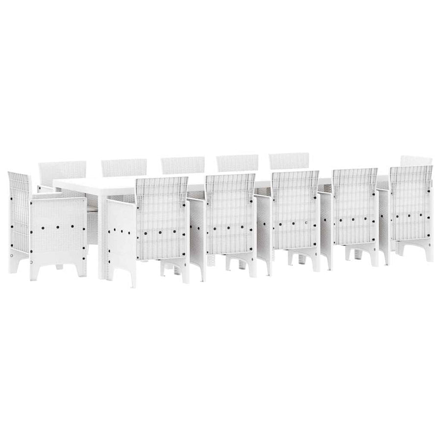 Tuin Eetset 13 pcs Wit en lichtgrijs Poly rattan en staal