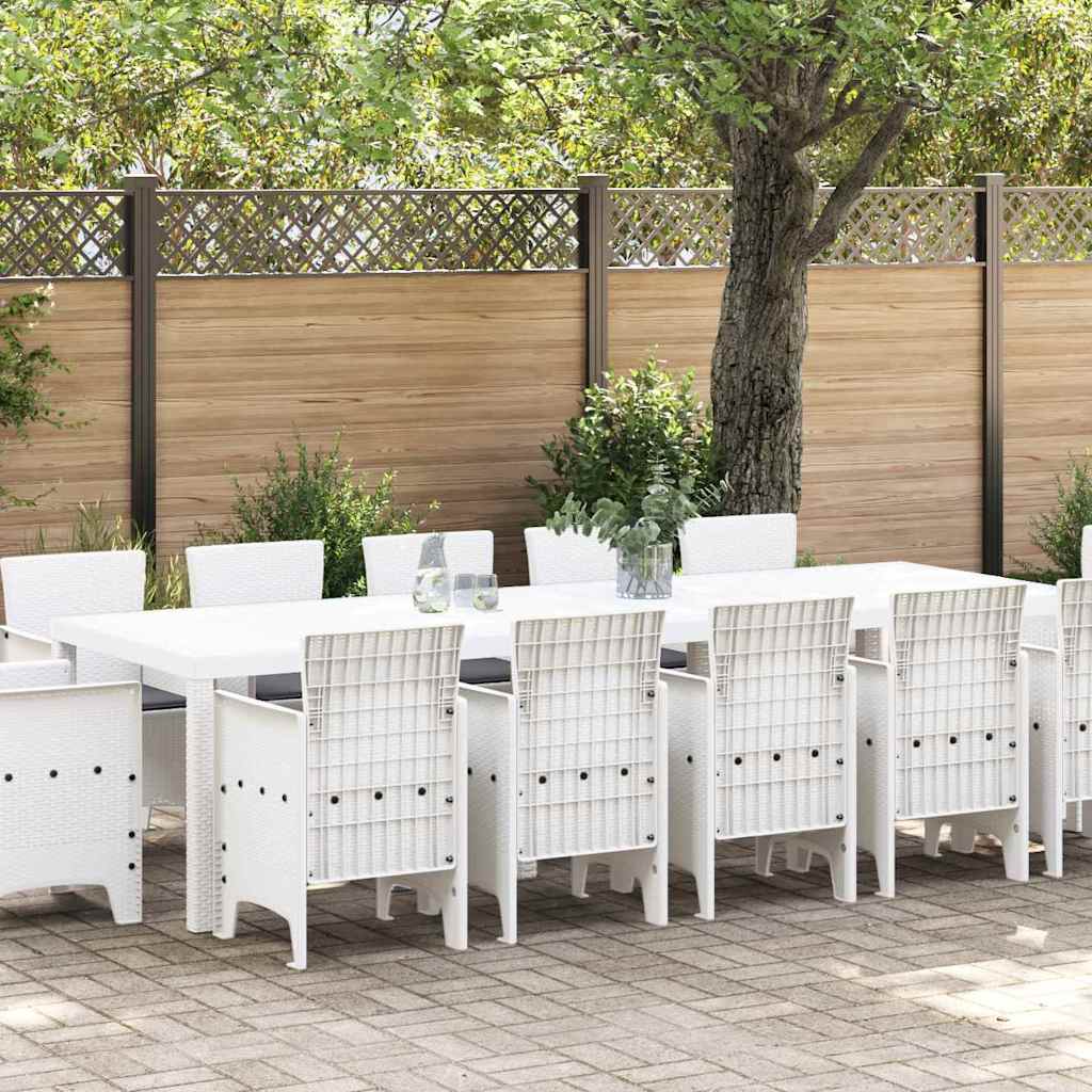 Tuin Eetset met kussen 13 pcs Wit Synthetisch rattan en Metaal