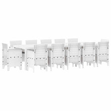 Tuin Eetset met kussen 13 pcs Wit Synthetisch rattan en Metaal