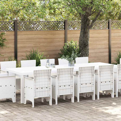 Tuin Eetset met kussen 13 pcs Wit Poly rattan en Katoen
