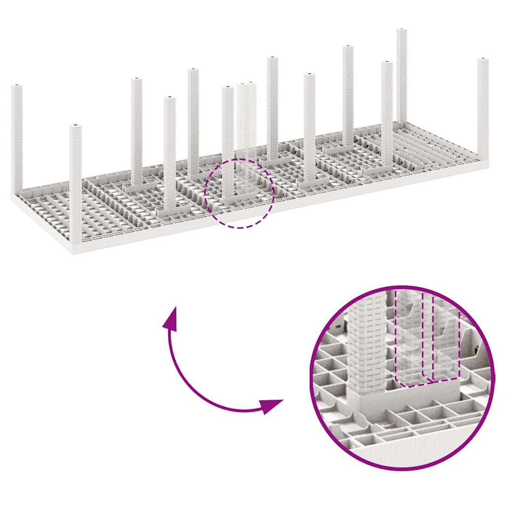 Tuin Eetset met kussen 13 pcs Wit Poly rattan en Katoen