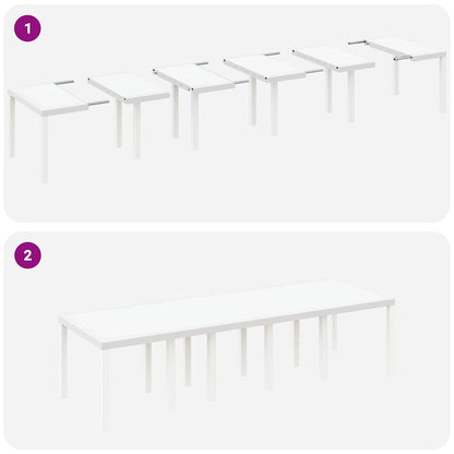 Tuin Eetset met kussen 13 pcs Wit Poly rattan en Katoen