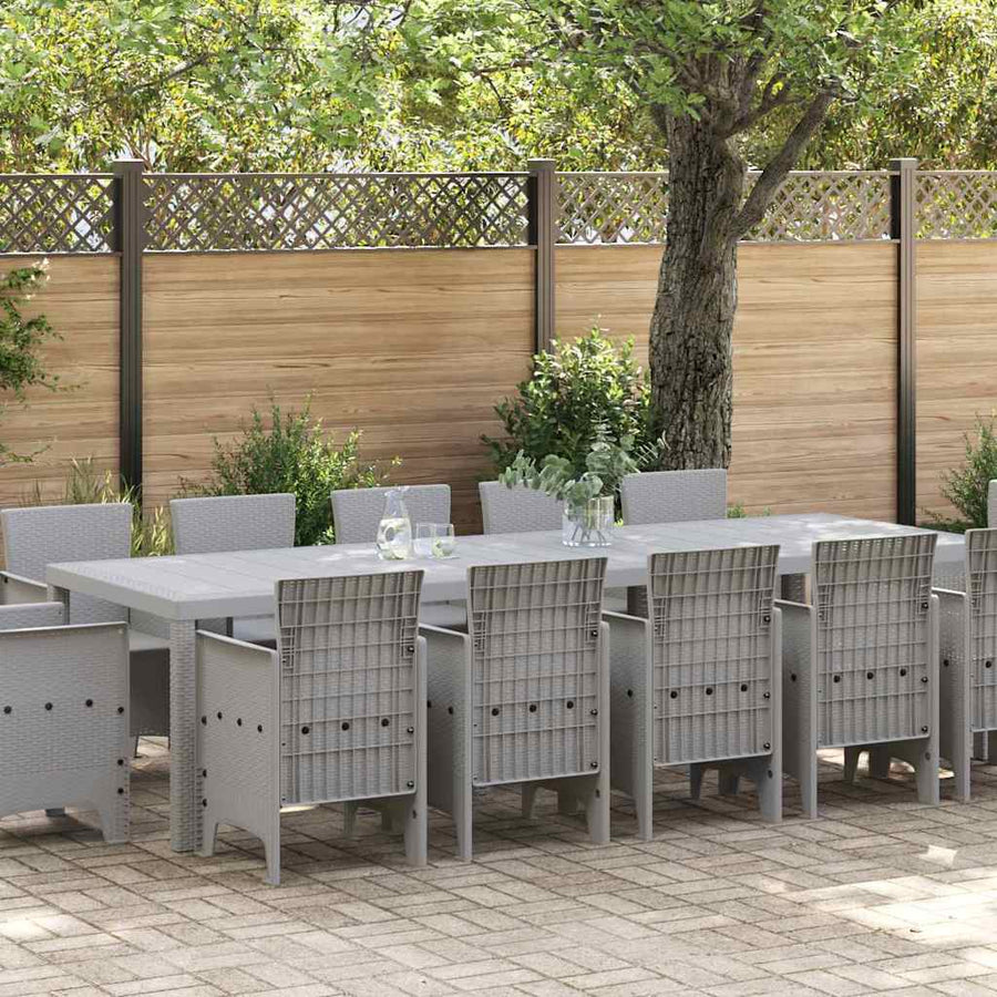 Tuin Eetset 13 st Lichtgrijs Poly riet