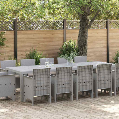 Tuin Eetset 13 st Lichtgrijs Poly riet