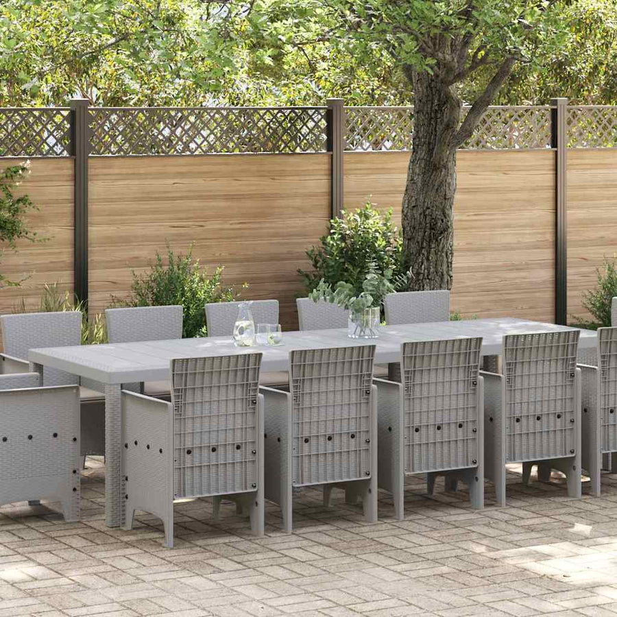 Tuin Eetset 13 st Lichtgrijs Poly riet