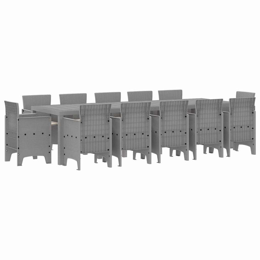 Tuin Eetset 13 st Lichtgrijs Poly riet
