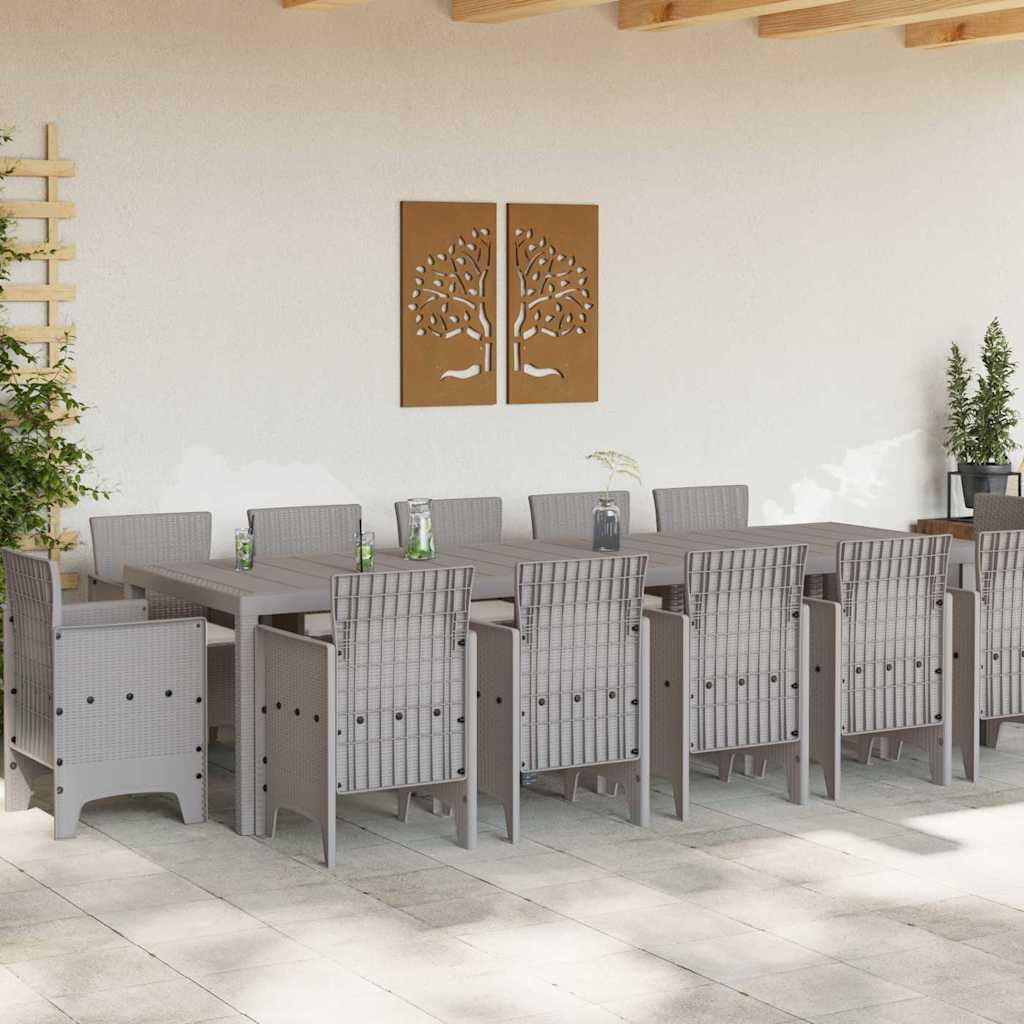 Tuin Eetset 13 st Grijs poly rattan
