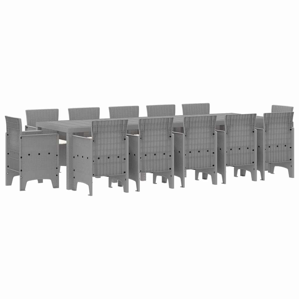 Tuin Eetset 13 st Grijs poly rattan