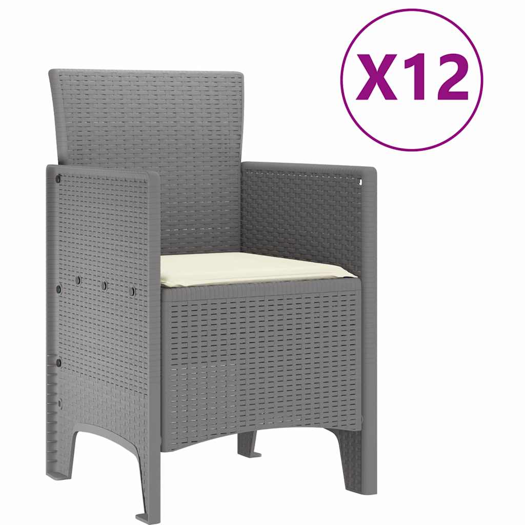 Tuin Eetset 13 st Grijs poly rattan