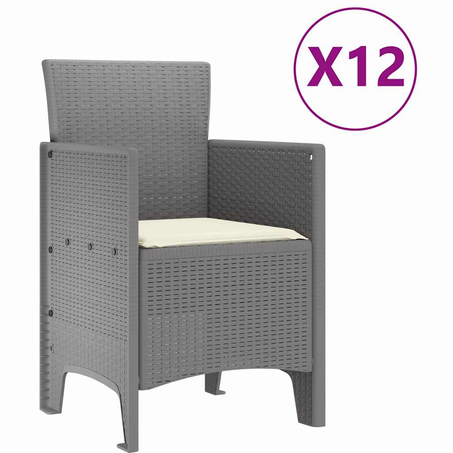 Tuin Eetset 13 st Grijs poly rattan