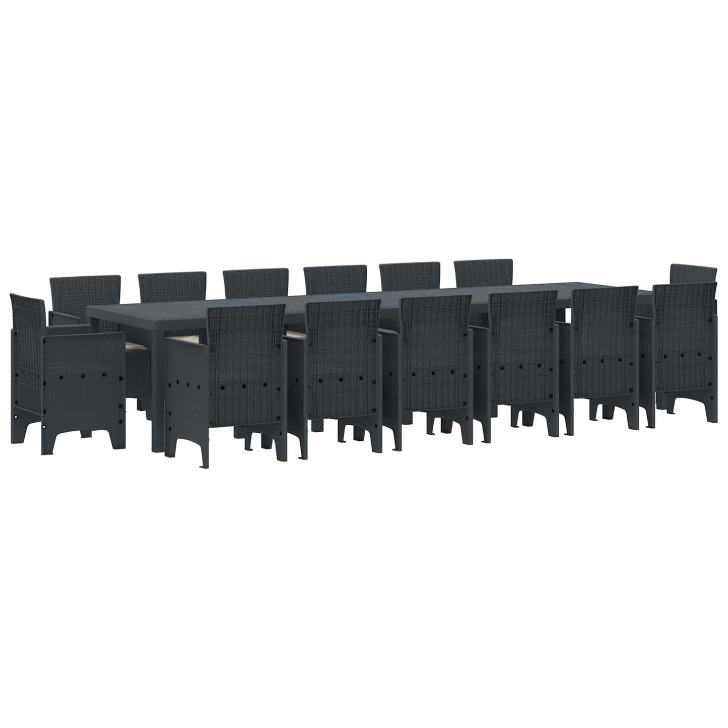 Tuin Eetset 15 pcs Antraciet Polt riet