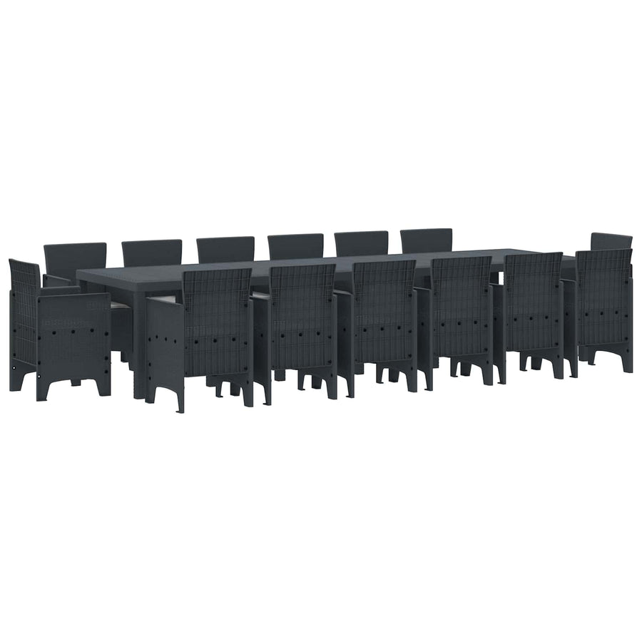 Tuin Eetset 15 pcs Antraciet Polt riet