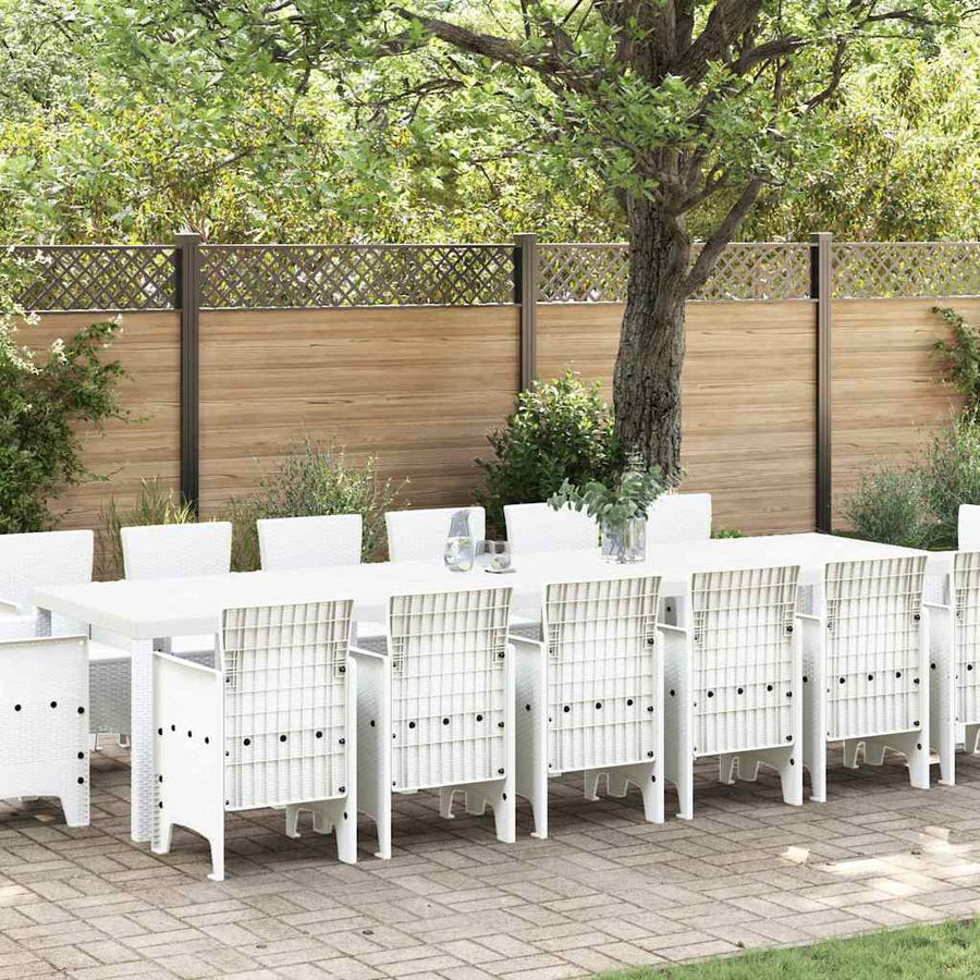 Tuin Eetset 15 pcs Wit Polt riet