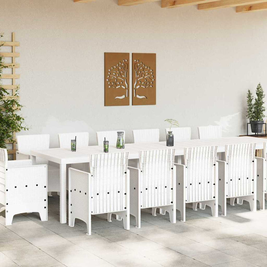 Tuin Eetset 15 pcs Wit Polt riet