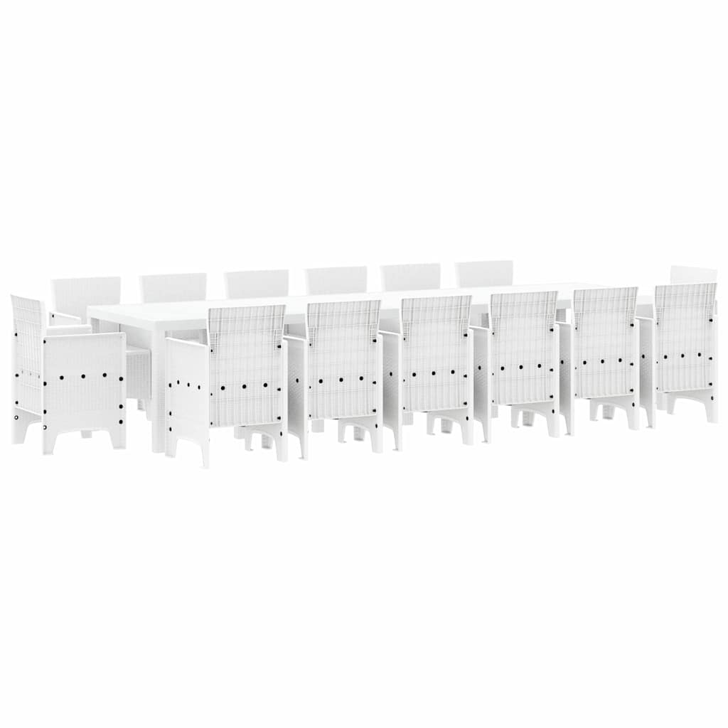 Tuin Eetset 15 pcs Wit Polt riet
