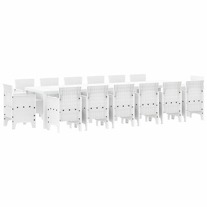 Tuin Eetset 15 pcs Wit Polt riet