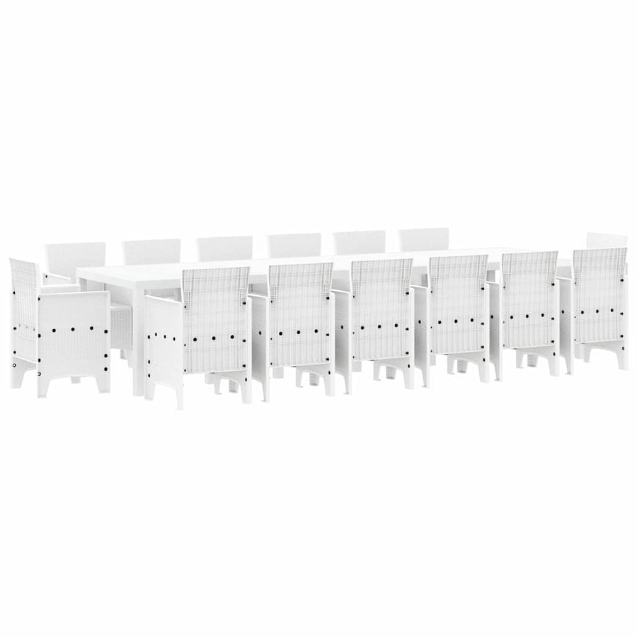 Tuin Eetset 15 pcs Wit Polt riet