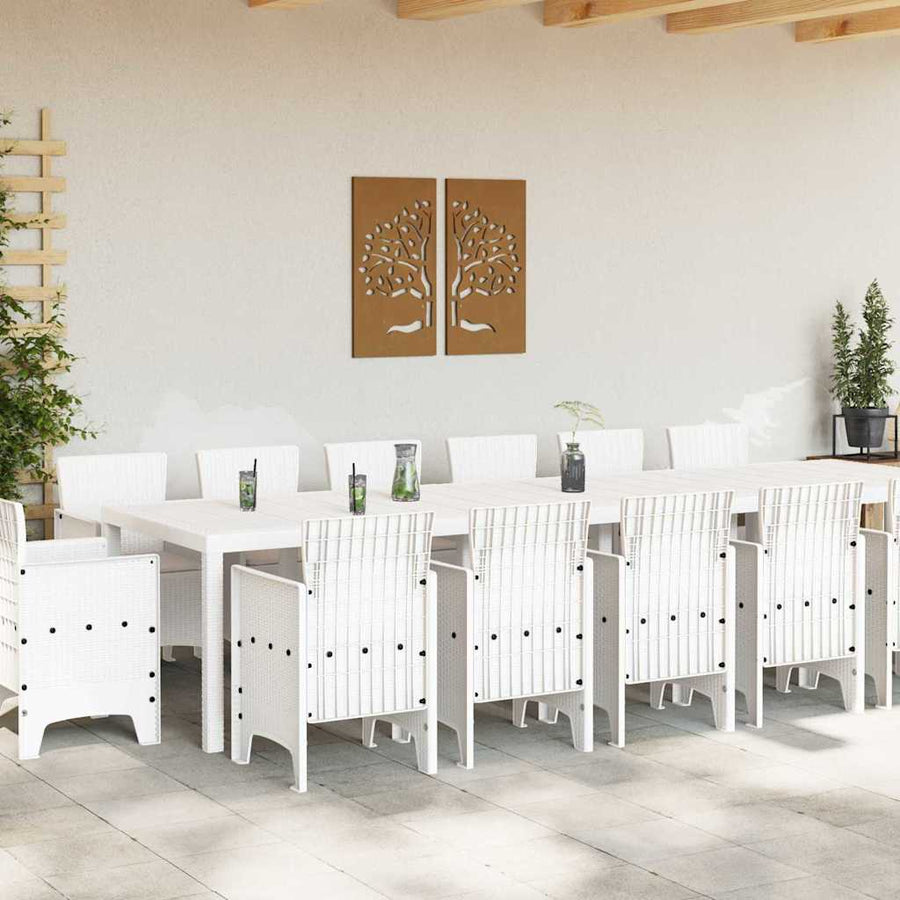 Tuin Eetset 15 pcs Wit Polt riet