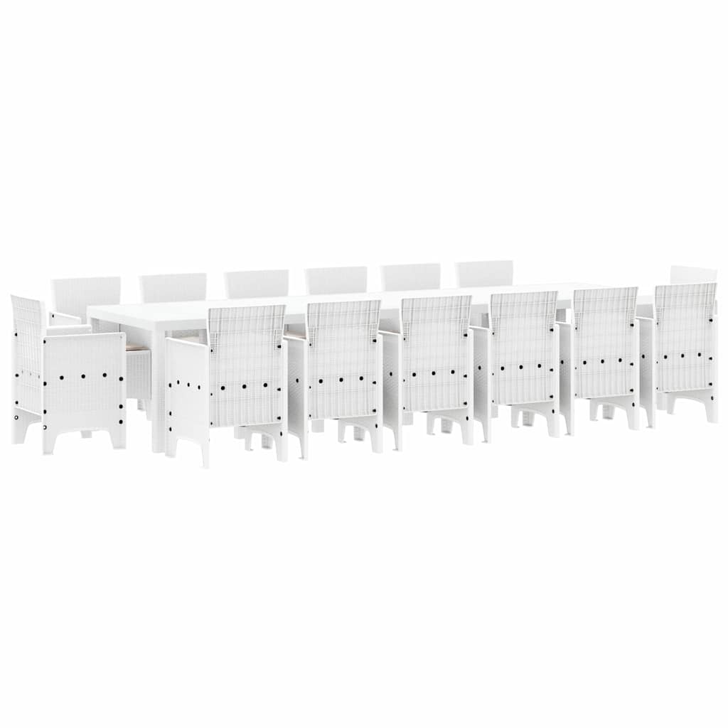 Tuin Eetset 15 pcs Wit Polt riet