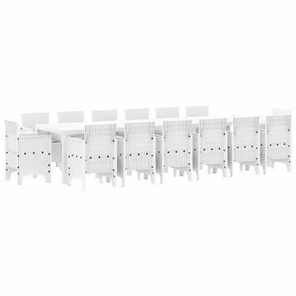 Tuin Eetset 15 pcs Wit Polt riet