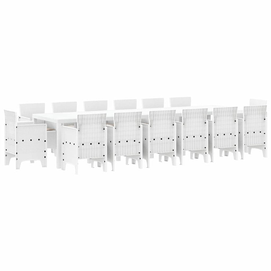 Tuin Eetset 15 pcs Wit Polt riet
