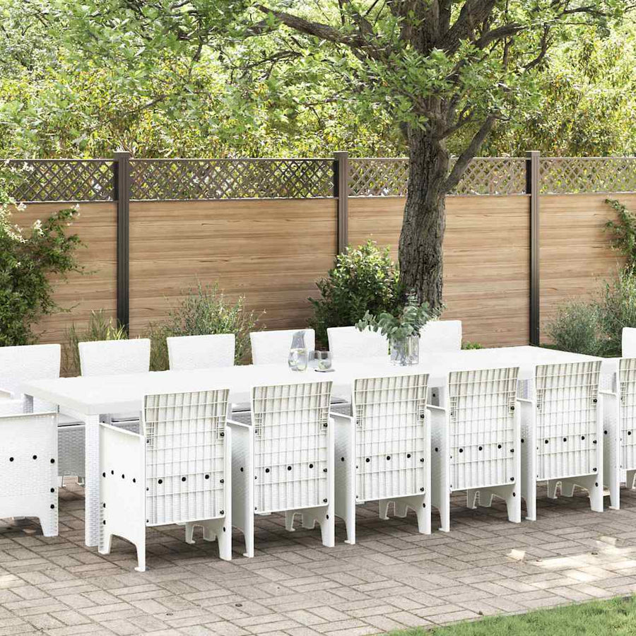 Tuin Eetset 15 pcs Wit Polt riet