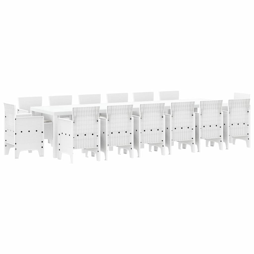 Tuin Eetset 15 pcs Wit Polt riet