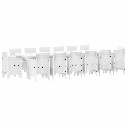Tuin Eetset 15 pcs Wit Polt riet