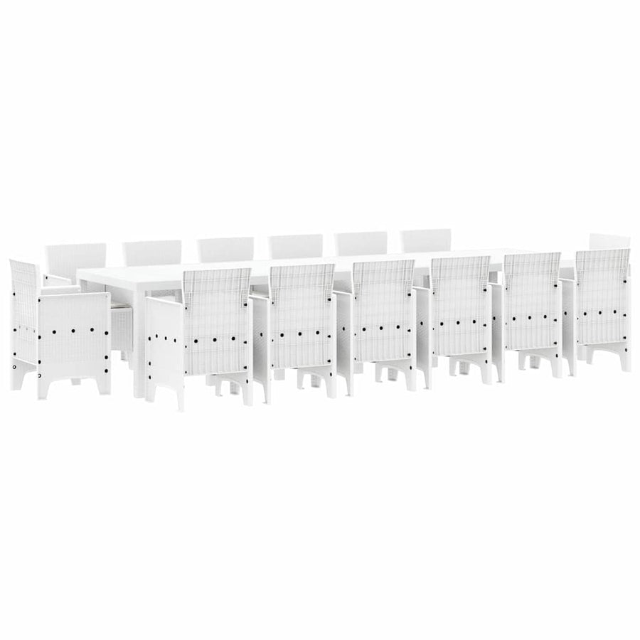 Tuin Eetset 15 pcs Wit Polt riet
