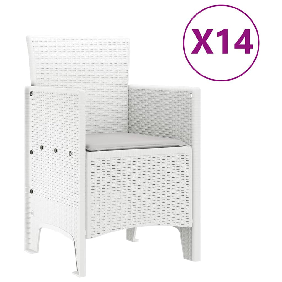Tuin Eetset 15 pcs Wit Polt riet