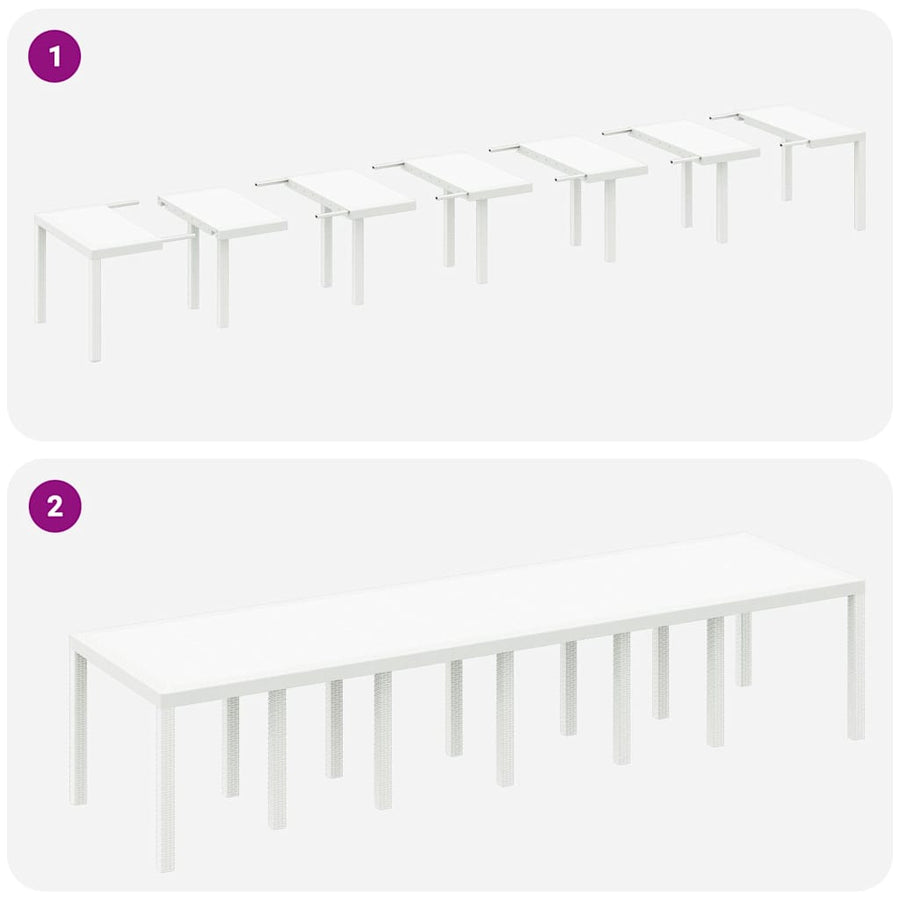 Tuin Eetset 15 pcs Wit Polt riet