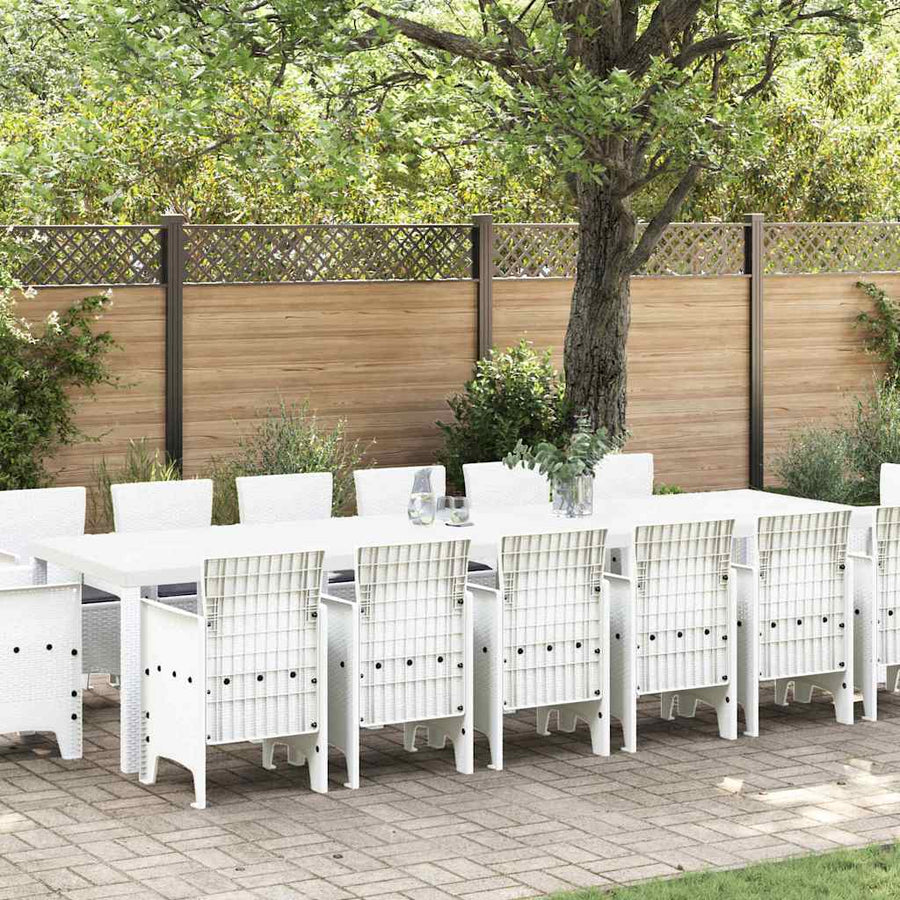 Tuin Eetset 15 pcs Wit Polt riet
